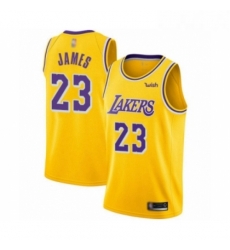 Womens Los Angeles Lakers 23 LeBron James Swingman Gold Basketball Jerseys Icon Edition 