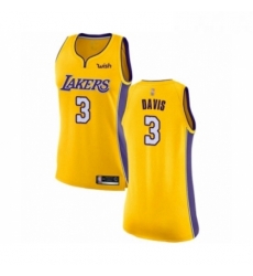 Womens Los Angeles Lakers 3 Anthony Davis Authentic Gold Basketball Jersey Icon Edition 
