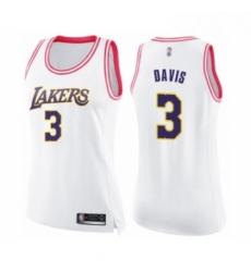 Womens Los Angeles Lakers 3 Anthony Davis Swingman White Pink Fashion Basketball Jersey 