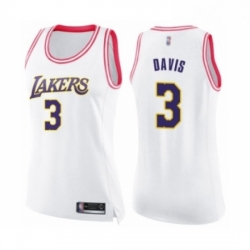 Womens Los Angeles Lakers 3 Anthony Davis Swingman White Pink Fashion Basketball Jersey 