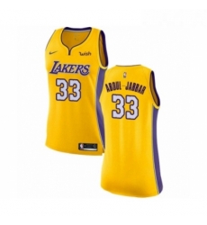 Womens Los Angeles Lakers 33 Kareem Abdul Jabbar Authentic Gold Home Basketball Jersey Icon Edition