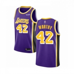 Womens Los Angeles Lakers 42 James Worthy Authentic Purple Basketball Jerseys Icon Edition