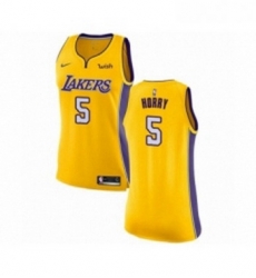 Womens Los Angeles Lakers 5 Robert Horry Authentic Gold Home Basketball Jersey Icon Edition