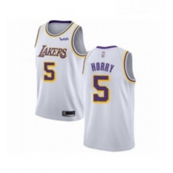 Womens Los Angeles Lakers 5 Robert Horry Authentic White Basketball Jerseys Association Edition