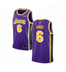 Womens Los Angeles Lakers 6 LeBron James Authentic Purple Basketball Jersey Statement Edition 