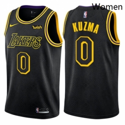 Womens Nike Los Angeles Lakers 0 Kyle Kuzma Swingman Black NBA Jersey City Edition 