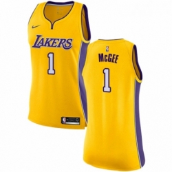 Womens Nike Los Angeles Lakers 1 JaVale McGee Authentic Gold NBA Jersey Icon Edition 