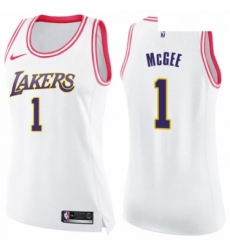 Womens Nike Los Angeles Lakers 1 JaVale McGee Swingman WhitePink Fashion NBA Jersey 