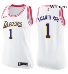 Womens Nike Los Angeles Lakers 1 Kentavious Caldwell Pope Swingman WhitePink Fashion NBA Jersey 