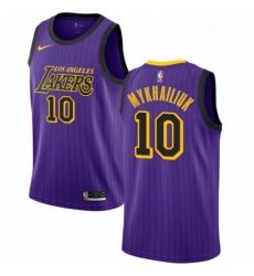 Womens Nike Los Angeles Lakers 10 Sviatoslav Mykhailiuk Swingman Purple NBA Jersey City Edition 