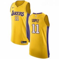 Womens Nike Los Angeles Lakers 11 Brook Lopez Authentic Gold Home NBA Jersey Icon Edition 