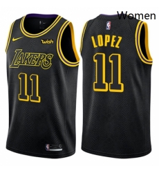 Womens Nike Los Angeles Lakers 11 Brook Lopez Swingman Black NBA Jersey City Edition 