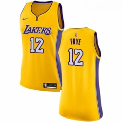 Womens Nike Los Angeles Lakers 12 Channing Frye Authentic Gold Home NBA Jersey Icon Edition 