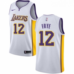 Womens Nike Los Angeles Lakers 12 Channing Frye Authentic White NBA Jersey Association Edition 