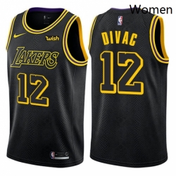 Womens Nike Los Angeles Lakers 12 Vlade Divac Swingman Black NBA Jersey City Edition