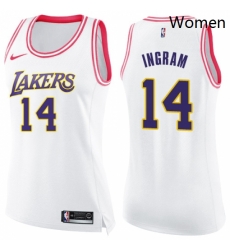 Womens Nike Los Angeles Lakers 14 Brandon Ingram Swingman WhitePink Fashion NBA Jersey