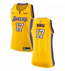 Womens Nike Los Angeles Lakers 17 Isaac Bonga Swingman Gold NBA Jersey Icon Edition 