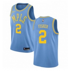 Womens Nike Los Angeles Lakers 2 Derek Fisher Authentic Blue Hardwood Classics NBA Jersey 