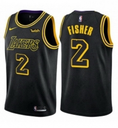 Womens Nike Los Angeles Lakers 2 Derek Fisher Swingman Black NBA Jersey City Edition 