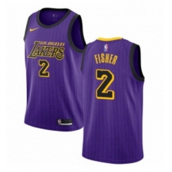Womens Nike Los Angeles Lakers 2 Derek Fisher Swingman Purple NBA Jersey City Edition 