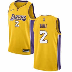 Womens Nike Los Angeles Lakers 2 Lonzo Ball Swingman Gold Home NBA Jersey Icon Edition