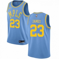 Womens Nike Los Angeles Lakers 23 LeBron James Authentic Blue Hardwood Classics NBA Jersey 