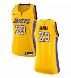 Womens Nike Los Angeles Lakers 23 LeBron James Authentic Gold NBA Jersey Icon Edition 