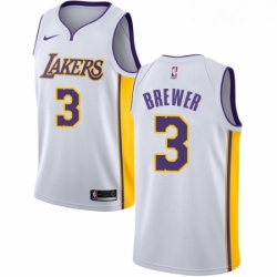 Womens Nike Los Angeles Lakers 3 Corey Brewer Authentic White NBA Jersey Association Edition 