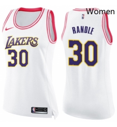 Womens Nike Los Angeles Lakers 30 Julius Randle Swingman WhitePink Fashion NBA Jersey 