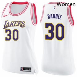 Womens Nike Los Angeles Lakers 30 Julius Randle Swingman WhitePink Fashion NBA Jersey 