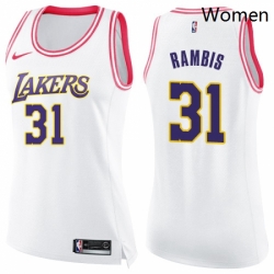 Womens Nike Los Angeles Lakers 31 Kurt Rambis Swingman WhitePink Fashion NBA Jersey