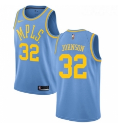 Womens Nike Los Angeles Lakers 32 Magic Johnson Authentic Blue Hardwood Classics NBA Jersey