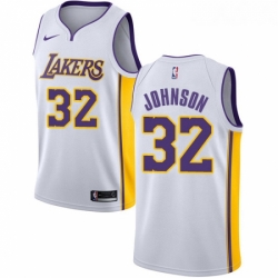 Womens Nike Los Angeles Lakers 32 Magic Johnson Swingman White NBA Jersey Association Edition