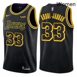 Womens Nike Los Angeles Lakers 33 Kareem Abdul Jabbar Swingman Black NBA Jersey City Edition