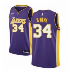 Womens Nike Los Angeles Lakers 34 Shaquille ONeal Authentic Purple NBA Jersey Icon Edition