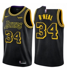 Womens Nike Los Angeles Lakers 34 Shaquille ONeal Swingman Black NBA Jersey City Editi