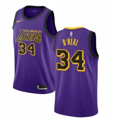 Womens Nike Los Angeles Lakers 34 Shaquille ONeal Swingman Purple NBA Jersey City Editi