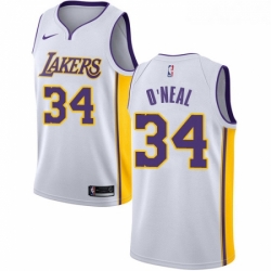 Womens Nike Los Angeles Lakers 34 Shaquille ONeal Swingman White NBA Jersey Association Edition