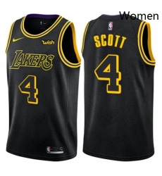 Womens Nike Los Angeles Lakers 4 Byron Scott Swingman Black NBA Jersey City Edition