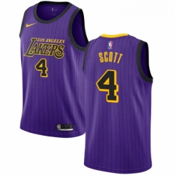 Womens Nike Los Angeles Lakers 4 Byron Scott Swingman Purple NBA Jersey City Edition
