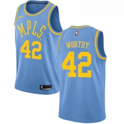 Womens Nike Los Angeles Lakers 42 James Worthy Authentic Blue Hardwood Classics NBA Jersey