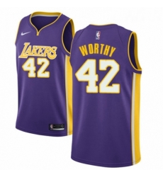 Womens Nike Los Angeles Lakers 42 James Worthy Authentic Purple NBA Jersey Icon Edition