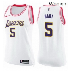 Womens Nike Los Angeles Lakers 5 Josh Hart Swingman WhitePink Fashion NBA Jersey 