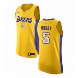 Womens Nike Los Angeles Lakers 5 Robert Horry Authentic Gold Home NBA Jersey Icon Edition