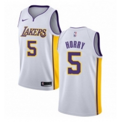Womens Nike Los Angeles Lakers 5 Robert Horry Authentic White NBA Jersey Association Edition