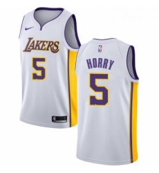 Womens Nike Los Angeles Lakers 5 Robert Horry Swingman White NBA Jersey Association Edition