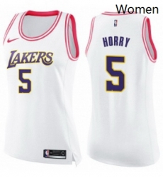 Womens Nike Los Angeles Lakers 5 Robert Horry Swingman WhitePink Fashion NBA Jersey