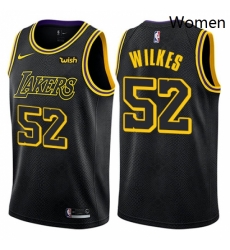 Womens Nike Los Angeles Lakers 52 Jamaal Wilkes Swingman Black NBA Jersey City Edition
