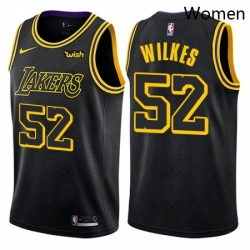 Womens Nike Los Angeles Lakers 52 Jamaal Wilkes Swingman Black NBA Jersey City Edition