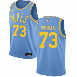 Womens Nike Los Angeles Lakers 73 Dennis Rodman Swingman Blue Hardwood Classics NBA Jersey
